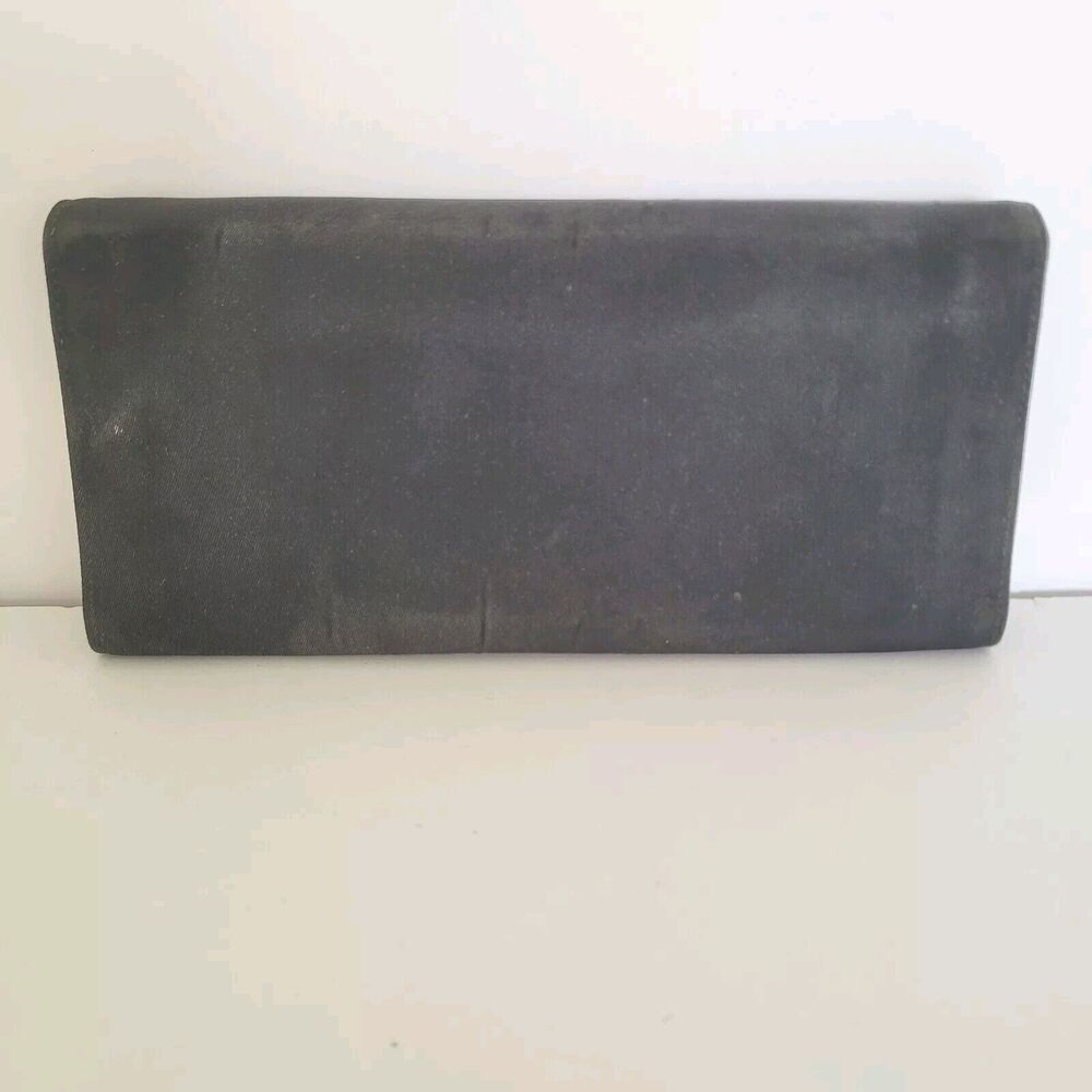 PRADA Vintage Tessuto Nero Black Nylon Leather Logo Plate Wallet Large Envelope - Picture 3 of 12